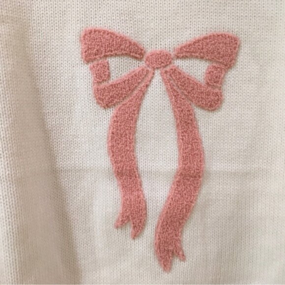 New Sincerely Jules knit Oversize Sweater pullover Size XL White  Bow - Picture 2 of 5